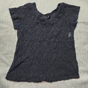 VTG NAN FLOWER Womens Small Black Nylon Lace Top Stretch